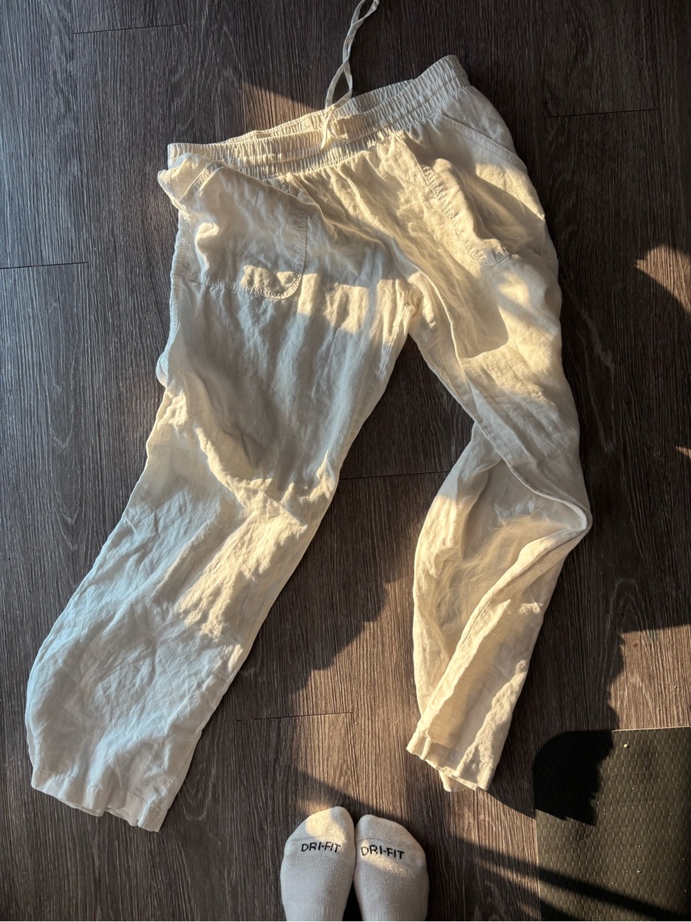 %100 linen old money Allen Allen White Elastic Drawstring Linen Pants
